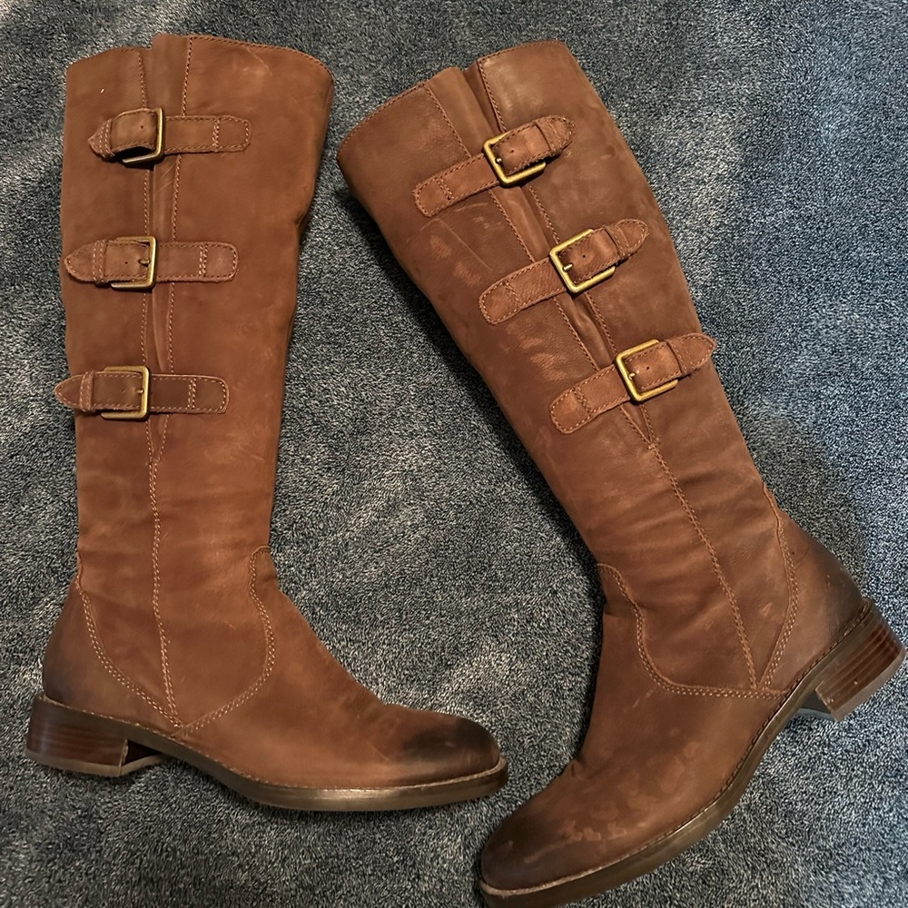 Ecco Hobart Nubuck Leather Adjustable Calf Riding Boots